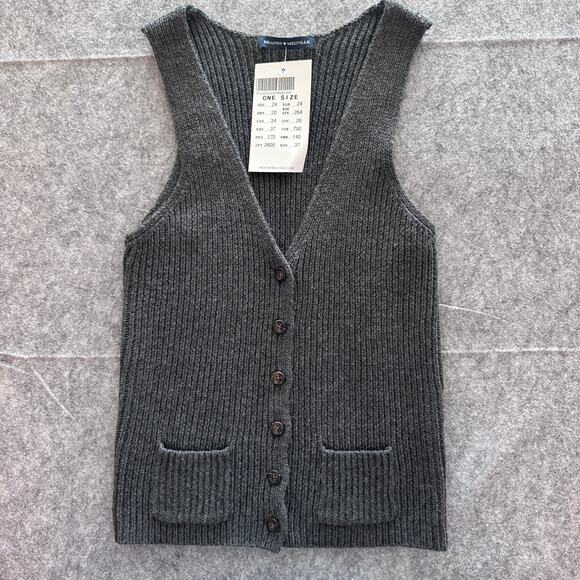 Brandy Melville Women's‎ OS Gray Sweater Vest with Baby Pockets - Picture 1 of 7